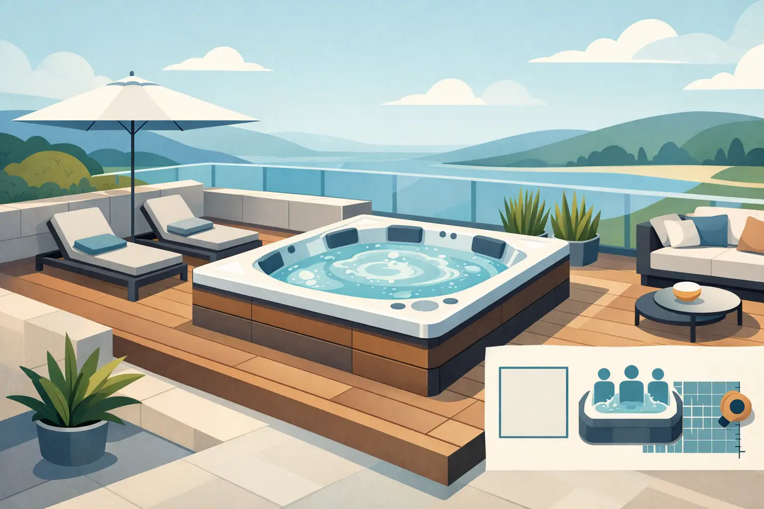 Whirlpool Terrasse richtig dimensionieren
