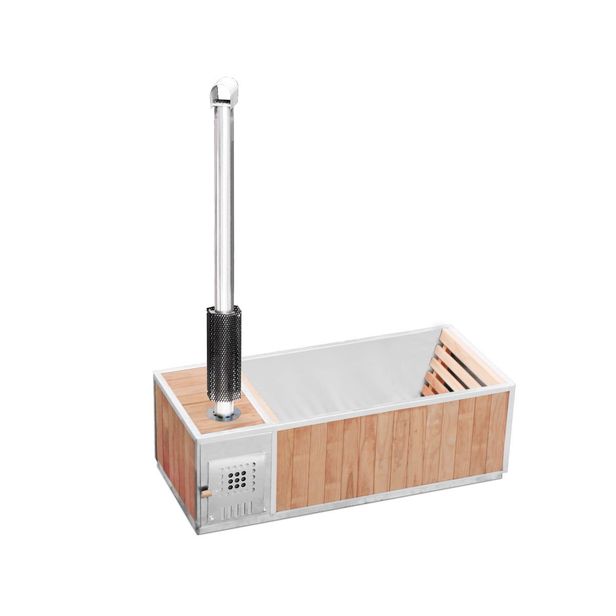 Hot Tub en acier inoxydable BISHORN incl. four à bois